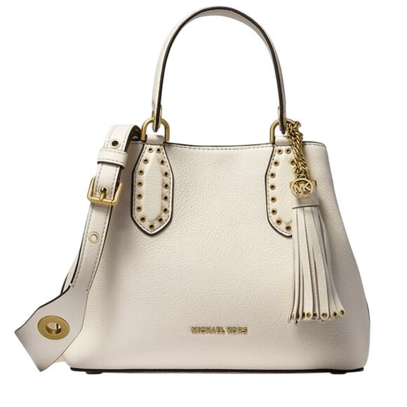 MICHAEL KORS Brooklyn Small Pebbled Leather Satchel cream - Picture 1 of 12